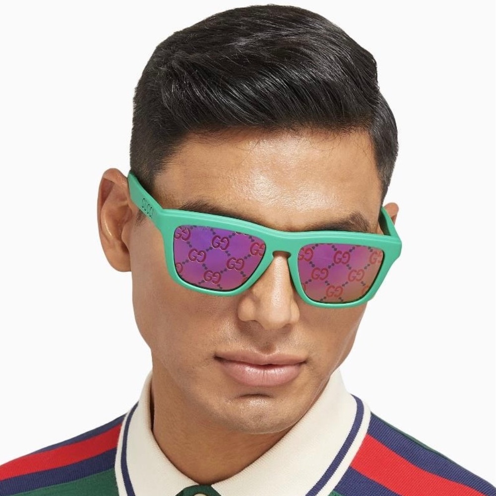 NEW GG1571S 004 GUCCI GREEN BLUE UNISEX GUCCI SUNGLASSES